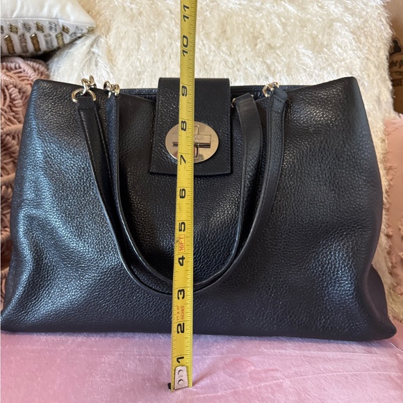KATE SPADE Black Leather Shoulder Bag w Silver Turlock and Hardware - Picture 5 of 16